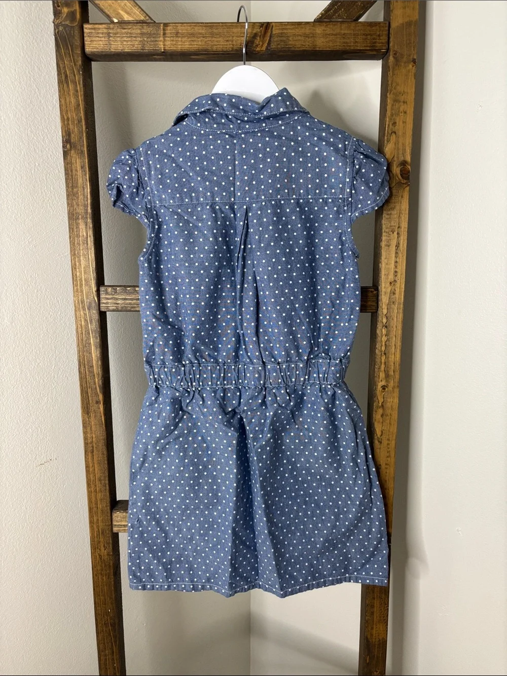 J. Khaki Blue Polka Dot Button-Front Casual Dress Size 10